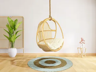 Vente-unique - BRIANNA Sessel Rattan Beige - B 55 cm x H 106 cm x L 95 cm