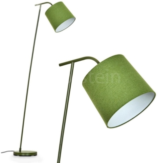 hofstein Stehlampe Stehlampe aus Metall/Stoff in Grün/Weiß, ohne Leuchtmittel, mit rundem Schirm (25 cm) u. Fußschalter, 1 x E27, ohne Leuchtmittel