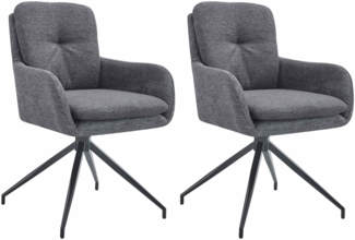 CLP 2er Set Esszimmerstuhl Pickett Stoff mit 180 Grad Drehfunktion,dunkelgrau