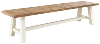 riess-ambiente Sitzbank HAMPTONS 160cm hellbraun / creme - Pinienholz, Bohlenoptik, Ablage (Einzelartikel, 1-St), MASSIVHOLZBANK - ideal für Esszimmer, Flur, Garderobe und Wohnzimmer