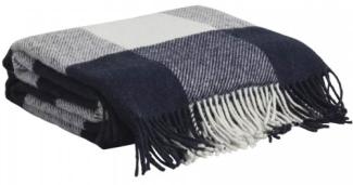 Gant Home Decke Karo Wolle Check Throw Marine Blau (130x180cm) 853098202-410