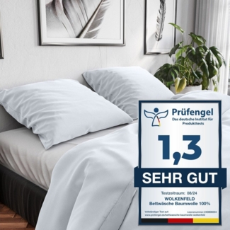 Wolkenfeld Bettwäsche Renforcé Bettwäsche Baumwolle - Natürlich weiches Schlafgefühl, Renforcé, 2 teilig, 135x200 cm, 155x220 & Übergrößen I inkl. Kissenbezüge 80x80 I uni