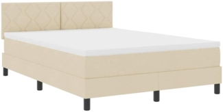 vidaXL Boxspringbett mit Matratze Creme 140 x 200 cm Stoff 3338774
