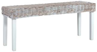 vidaXL Sitzbank 110 cm Weiß Natur Kubu-Rattan und Massivholz Mahagoni 285788
