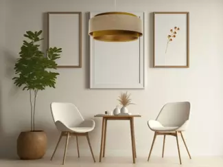 BPS Koncept DUM-030 Hängeleuchte DOBLO Samt- und Senfstoff auf PVC-Basis gold, braun 1xE27 60W H:107 Ø60cm dimmbar