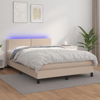 vidaXL Boxspringbett mit Matratze & LED Cappuccino-Braun 140x200cm 3134170