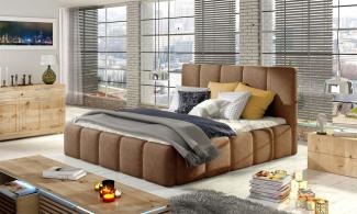 Polsterbett Doppelbett VERONA Set 1 Kunstleder Vintage Braun 120x200 cm