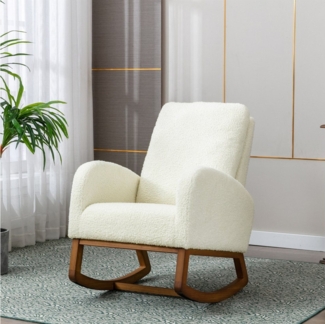 KLAM HOME Stuhl Relaxsessel Schaukelsessel Sessel Schaukelstuhl für das Kinderzimmer (Schaukelstuhl mit gepolsterter hoher Rücken und Seitentaschen), Geeignet für Wohnzimmer und Schlafzimmer