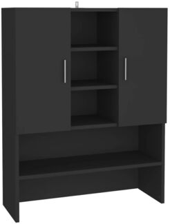 Waschmaschinenschrank, Waschküchenschrank Schwarz 70,5x25,5x90 cm de7966