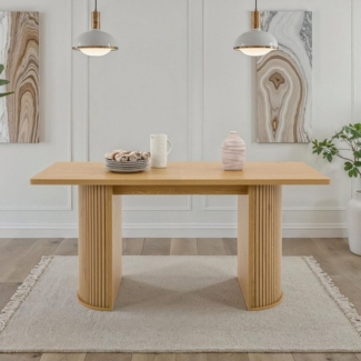 IDIMEX Esstisch GUARDA, Esszimmertisch 160x75 cm mit Designfuß in Lamellenoptik MDF Wildeiche