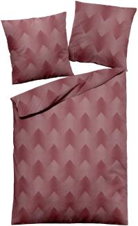 Dormisette Fein Flanell Bettwäsche 135x200 Jacquard Zickzack rot uni 1660-20