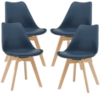 Esszimmerstuhl Fläten 4er Set Kunstleder Blau [en. casa]