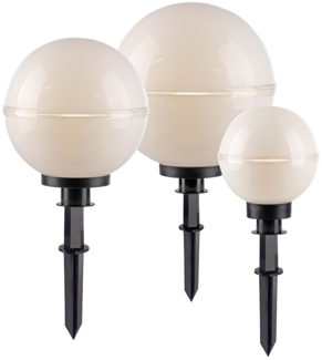 3er Set LED Kugelleuchten, schwarz, weiß, D 20 cm, 30 cm, 40 cm