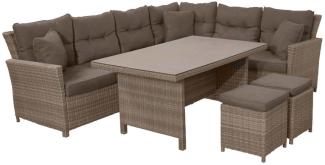 Gartenmöbel Set Rabida / Turin braun 22teilig Loungemöbel Polyrattan Dining-Eck-Lounge