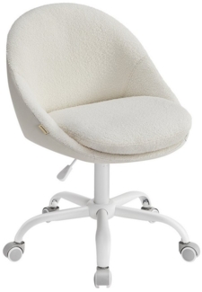 Songmics Homeoffice Stuhl, Drehstuhl aus Sherpa, Schreibtischstuhl, Schaumstoffpolsterung, höhenverstellbar, für Arbeitszimmer, Schlafzimmer, cappuccinobeige-wolkenweiß