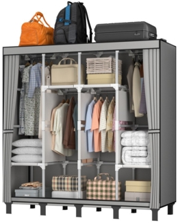 loefme Kleiderschrank Stoffschrank, 170×45×175 cm/130×45×172 cm Stoffkleiderschrank mit Kleiderstange, verstärkten Vierkantfüßen