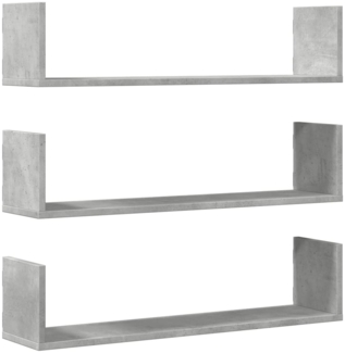 vidaXL Wandregale 3 Stk. Betongrau 80x18x18 cm Holzwerkstoff 853293