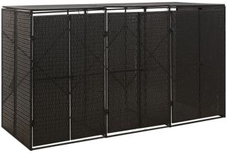 vidaXL Mülltonnenbox für 3 Tonnen Schwarz 207x80x117 cm Poly Rattan 319862
