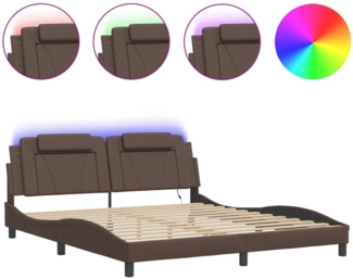 vidaXL Bettgestell "Viana" mit LED ohne Matratze Braun 180x200 cm Kunstleder 3214038