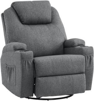 MCombo Massagesessel TV-Sessel Relaxsessel 7020, manuell, mit Heizung, 360 Grad drehbar und schwenkbar, Stoffbezug,(Grau-Stoff)
