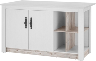 Home affaire Kücheninsel Florenz, Küchenblock in Pinie Weiß, Kochinsel, Küchenarbeitsblock, Breite 161 cm, mit verschnörkeltem Metallgriff, Arbeitshöhe 92 cm