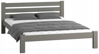 Home Collective Holzbett Einzelbett Massivholz Bett mit Massive Bettbeine & sicherem Lack, 210x152x72 cm, Grau