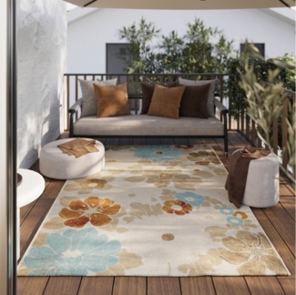 Wecon home Outdoorteppich Beach Flower, rechteckig, Höhe: 5 mm, Läufer, für Innen & Außen, pflegeleicht, Hoch-Tief Effekt