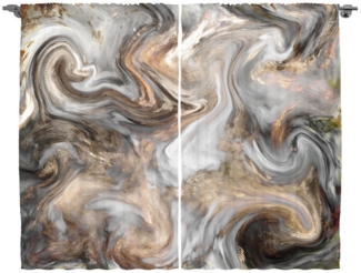 Abakuhaus Gardine Schlafzimmer Kräuselband Vorhang mit Schlaufen und Haken, Marmor Retro Pinsel Farben