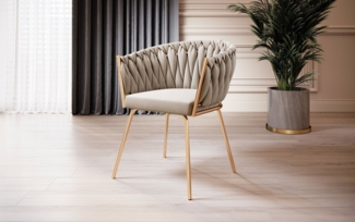 Luxusbetten24 Stuhl Designer Stuhl Larissa, mit Samtbezug und goldenem Gestell