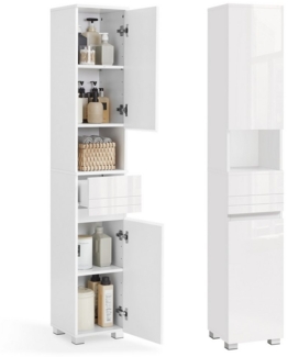 Vasagle Badkommode Badezimmerschrank mit einer Schublade, verstellbare Ablagen, 30 x 30 x 170 cm