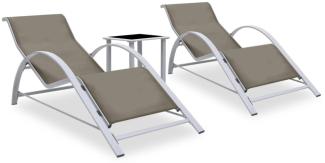 vidaXL Sonnenliegen 2 Stk. mit Tisch Aluminium Taupe 310538