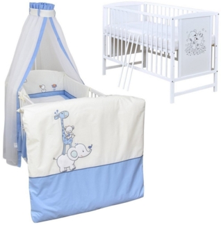 Baby-Delux Komplettbett Babybett Mia Komplettset, 10-tlg, Kinderbett 60x120 cm weiß, Bettset verschiedene Designs