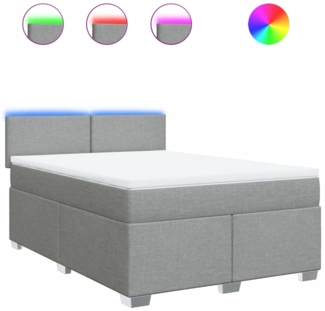 vidaXL Boxspringbett mit Matratze Hellgrau 140x190 cm Stoff 3288176