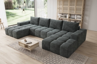 PROMETO Möbel Ecksofa Couch U-Form, Sofa U-Form Teddy-Bouclé, WebStoff -Cento