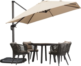 Sonnenschirm 270x270 cm Ampelschirm Kurbel 360° drehbar Fußpedal Terrasse Beige