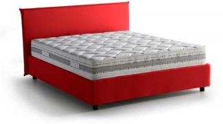 Dmora Anassimene Doppelbett, Bettkasten mit Stoffbezug, 100 % Made in Italy, Öffnung vorne, inklusive Matratze 160 x 190 cm, Rot