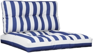 vidaXL Palettenkissen 2-tlg. Blau & Weiß Gestreift Stoff 360726