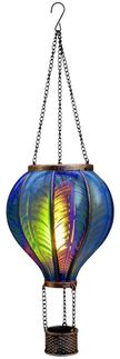 Coen Bakker LED Solarleuchte Hot Air Balloon, LED, amberfarben, Hängeleuchte Heißluftballon blau 20 LED 15x25 cm