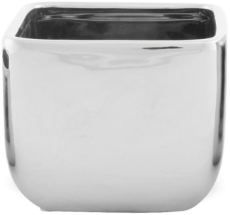 matches21 HOME & HOBBY Blumentopf Blumentopf eckig glänzend Keramik silber 10x10x8 cm (1 St)