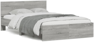 vidaXL Bettgestell mit Kopfteil Grau Sonoma 135x190 cm 3207509