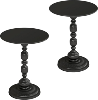 Schwarzer Metall-Couchtisch 2er Set Vintage Rund Beistelltisch