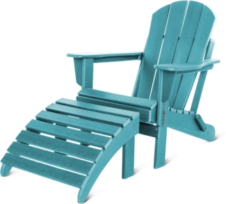 Aspero Gartenstuhl Gartenstuhl Adirondack mit Fußstütze, Gemütlicher Outdoor Sessel
