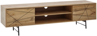 Lowboard Holz Eiche-Dekor 160 x 45 x 40 cm TV-Kommode mit zwei Türen, Design TV-Schrank Hoch, Fernsehtisch Fernsehschrank Modern, Fernsehkommode Wohnzimmer