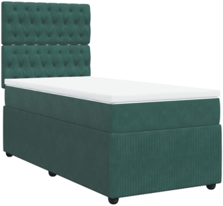 vidaXL Boxspringbett mit Matratze Dunkelgrün 80x200 cm Samt 3292199