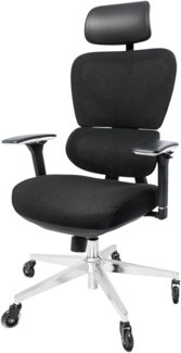 CLOUVOU ProSeat, ergonomischer Bürostuhl, thermoregulative Materialien, 4D-Armlehnen, 3D-Kopfstütze, BladeWheels, Schwarz
