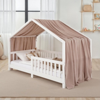 IDIMEX Betthimmel LIAN, Betthimmel Hausbett Deko, Musselin Baldachin aus 100% Baumwolle taupe