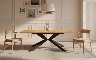 DUBI Möbel Esstisch MALTE, Metallgestell, ausziehbar, 140-180-220cm, 2 Einlegeplatten 4-8 Pers.