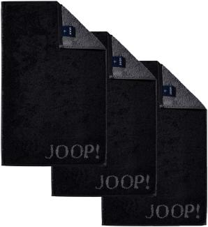 JOOP! Gästetuch Classic Frottierkollektion, 3er Pack - Walkfrottier Schwarz 30x50cm