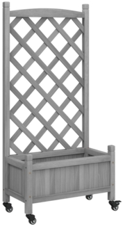 vidaXL Pflanzkübel mit Rankgitter und Rollen Grau Massivholz Tanne 3207648