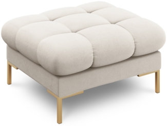 Micadoni Hocker Mamaia 1-Sitzer Strukturierter Stoff Beige Metall Gold
